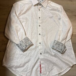 Robert Graham Men’s Sz L White Classic Fit Button Shirt Knowledge Wisdom Truth